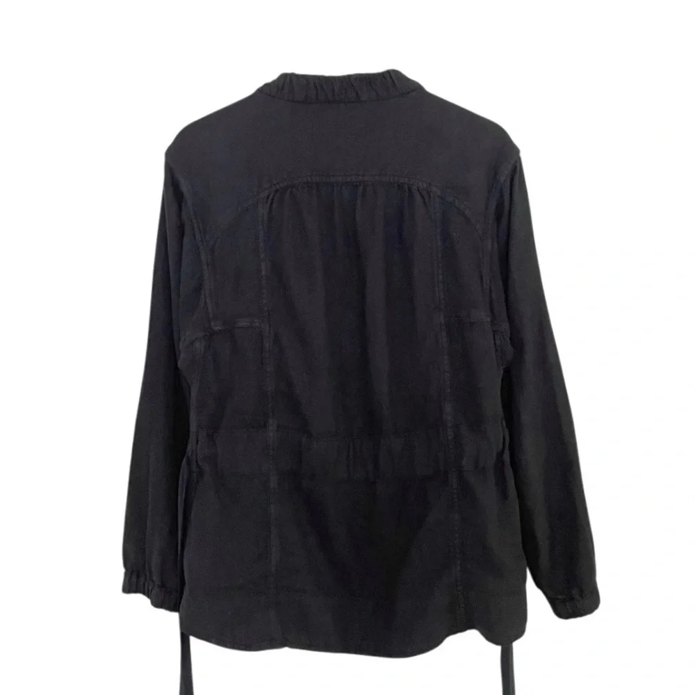 Isabel Marant Etoile Linen Blend Utility Jacket Zip Front Belted Black 6 Medium - Picture 4 of 13